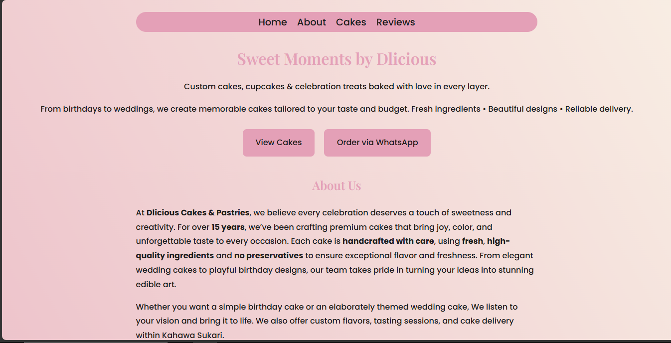 cake business website
